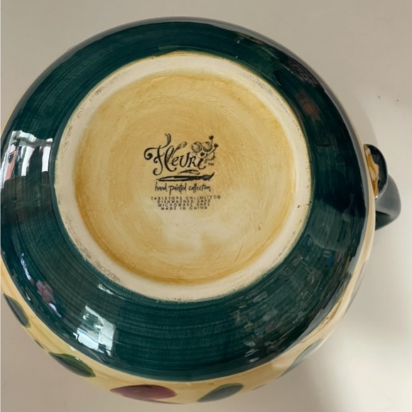 FLEURI Large Ceramic Pitcher Table Tops Unlimited HAND-PAINTED - Picture 9 of 10